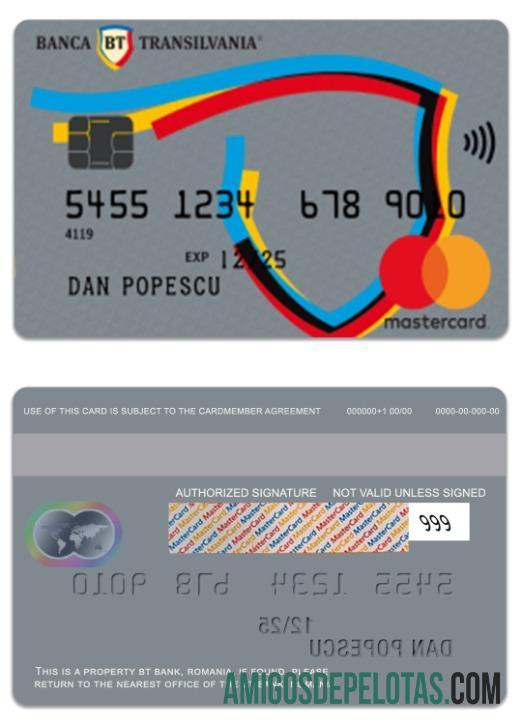 Romania BT Bank Mondo Mastercard sample